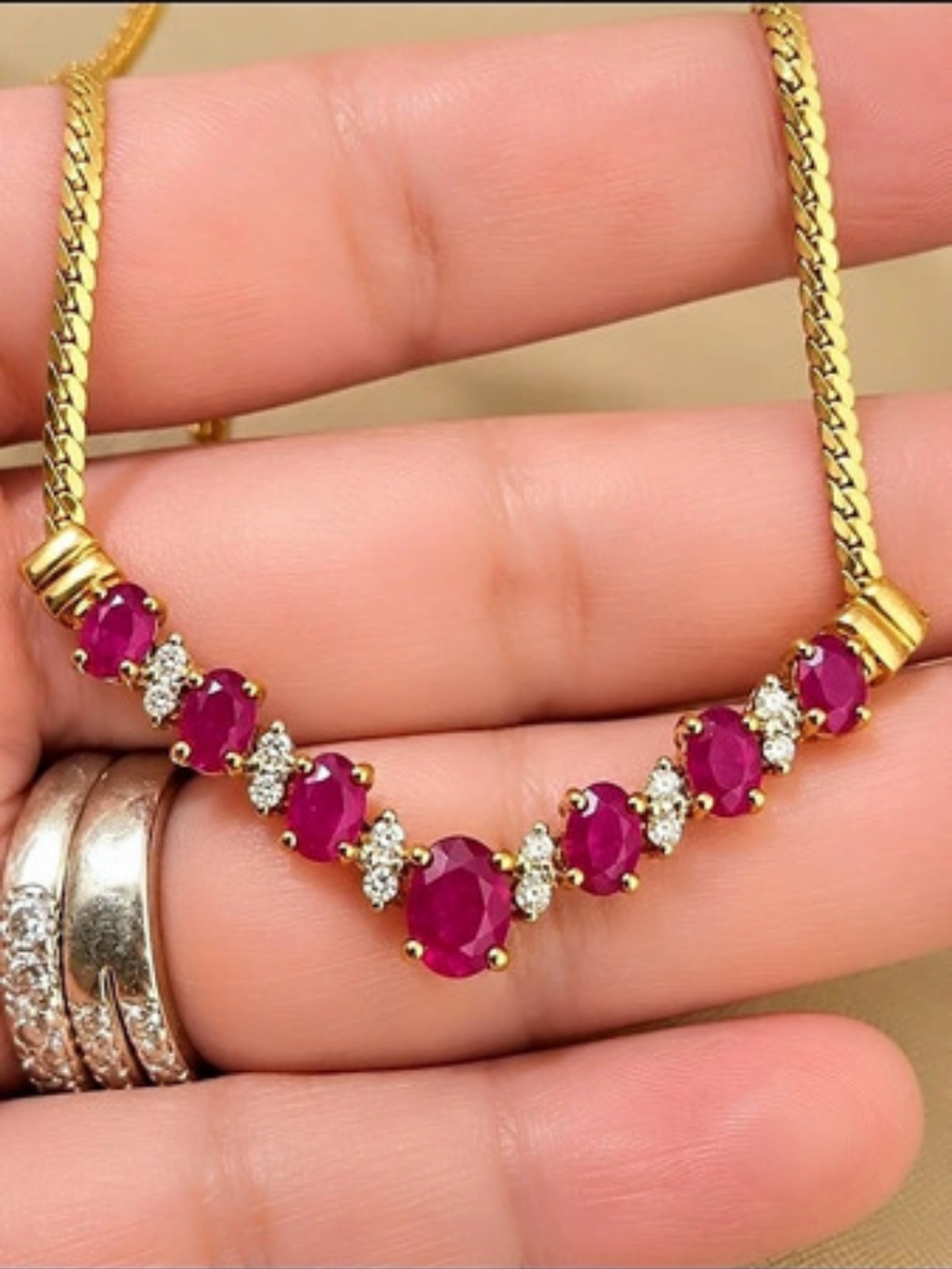 10k Natural Pink Ruby And Diamond